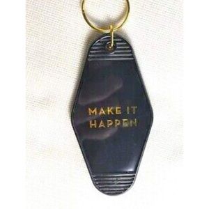 Brand New Genuine Veronica Beard Designer Key Ring Key Fob "Make It Happen" Gold